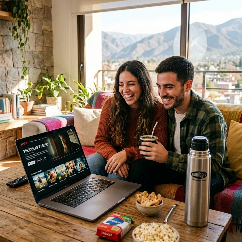 Pareja disfrutando internet rápido en casa